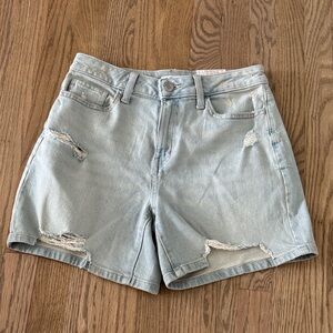 SO Denim Blue Ripped High Rise 90s Loose Jean Shorts